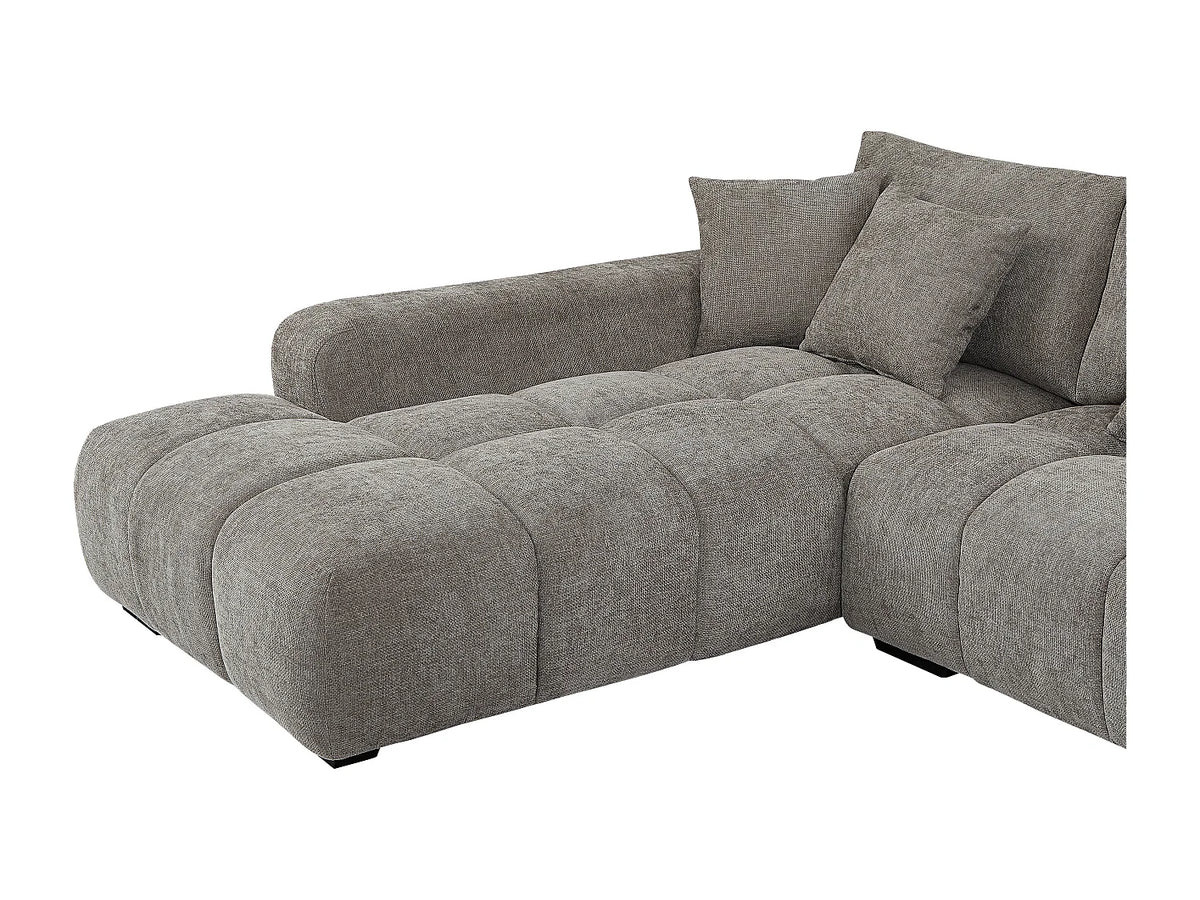 Canapé Panoramique d'Angle XXL en Tissu Gris - BERENIA