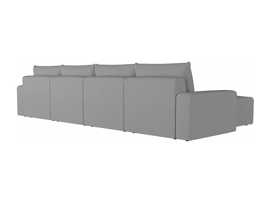 Canapé Panoramique d'Angle XXL en Tissu Gris 6 Places - ROMANE
