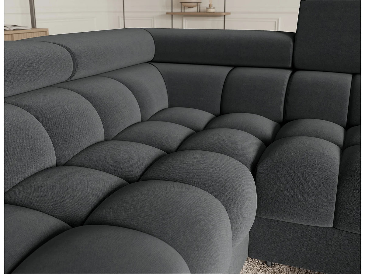 Canapé Panoramique d'Angle Convertible avec Coffre en Tissu Gris 5 Places - BRASILIA