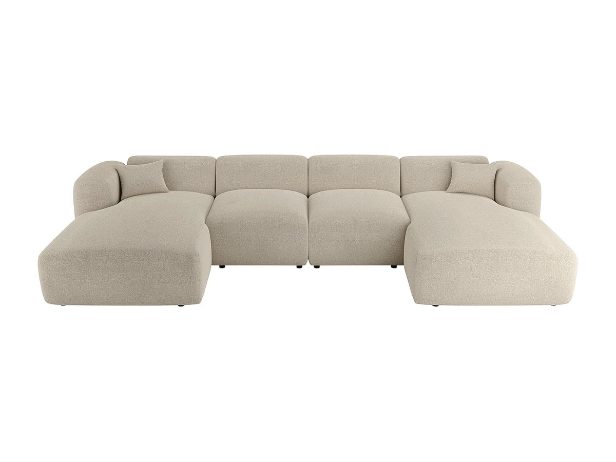 Canapé Panoramique d'Angle XXL en Tissu Beige - POGNI