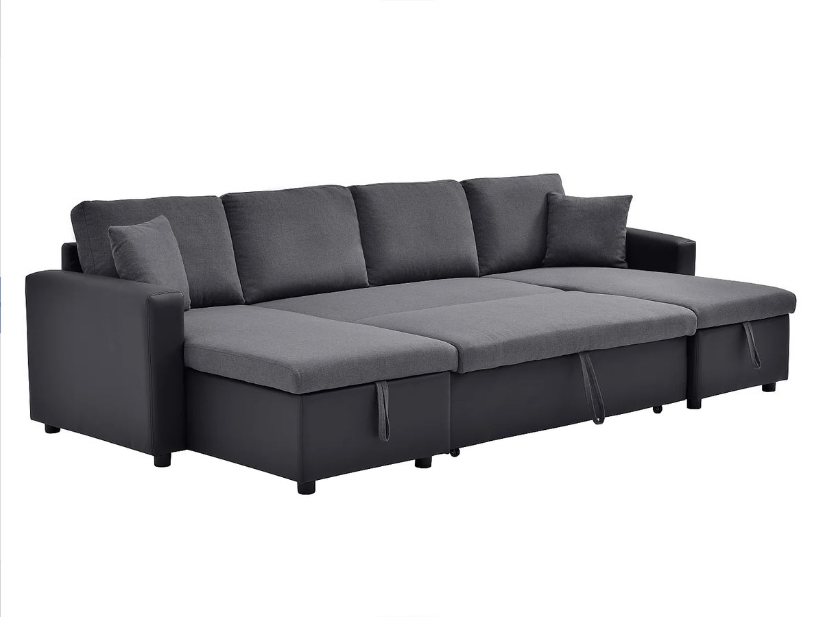 Canapé Panoramique d'Angle Convertible Noir / Gris anthracite - GAZUR
