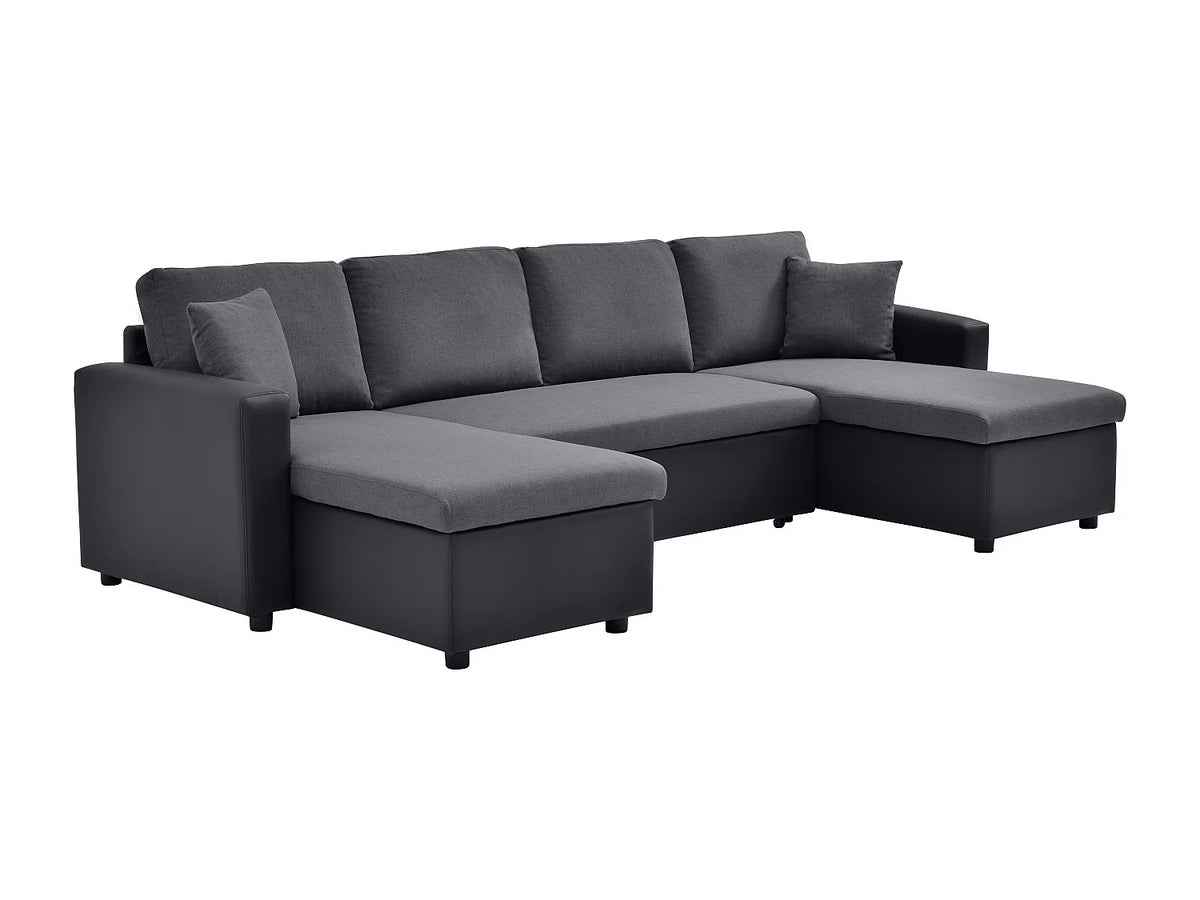 Canapé Panoramique d'Angle Convertible Noir / Gris anthracite - GAZUR