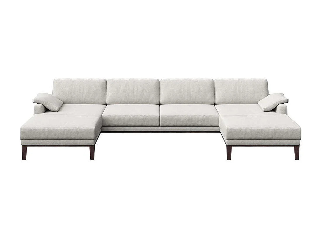 Canapé Panoramique d'Angle en Tissu Gris 5 Places - MESONICA (Réf. 3119)