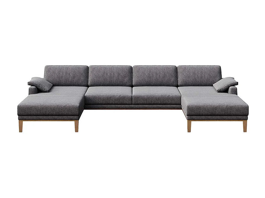Canapé Panoramique d'Angle en Tissu Gris 5 Places - MESONICA (Réf. 3213)
