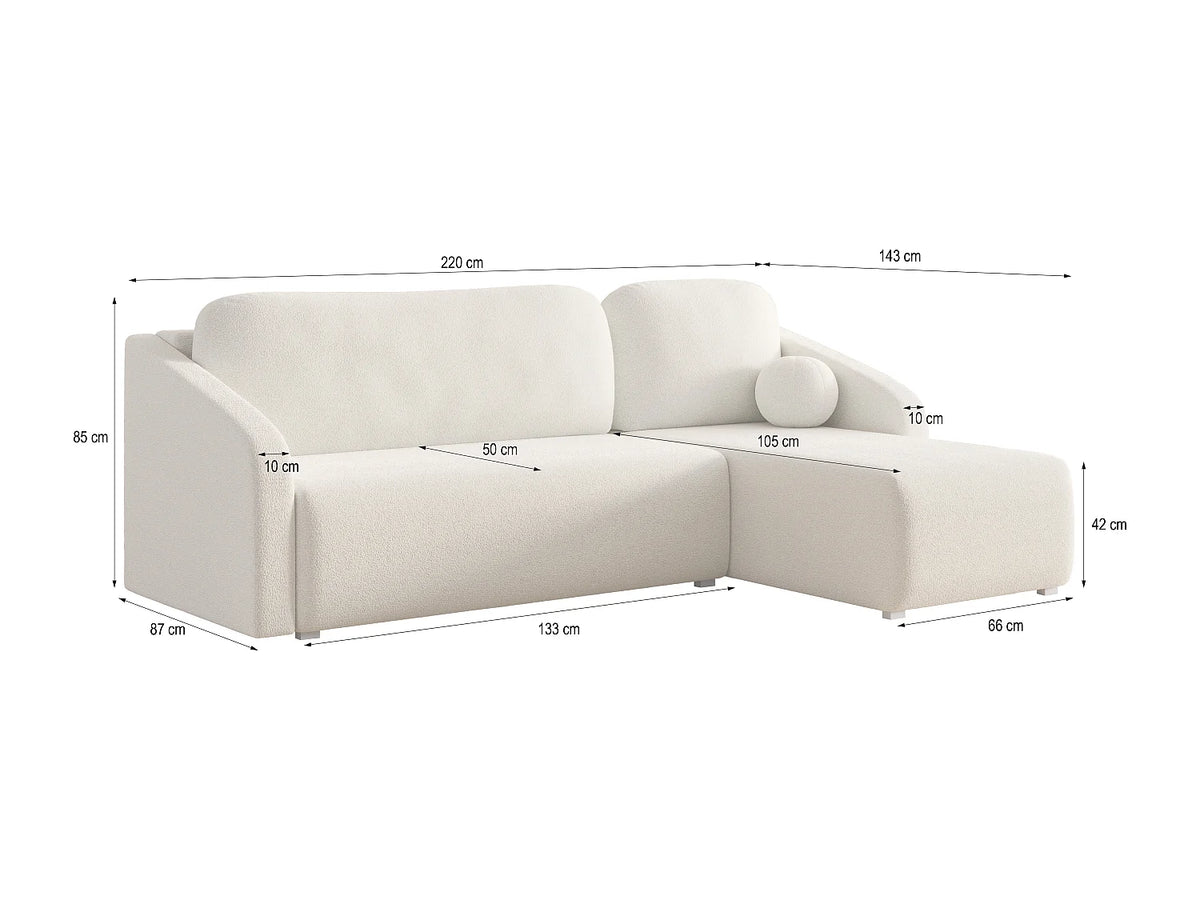 Canapé Panoramique d'Angle Convertible en Tissu Marron 3 Places - MARELLO