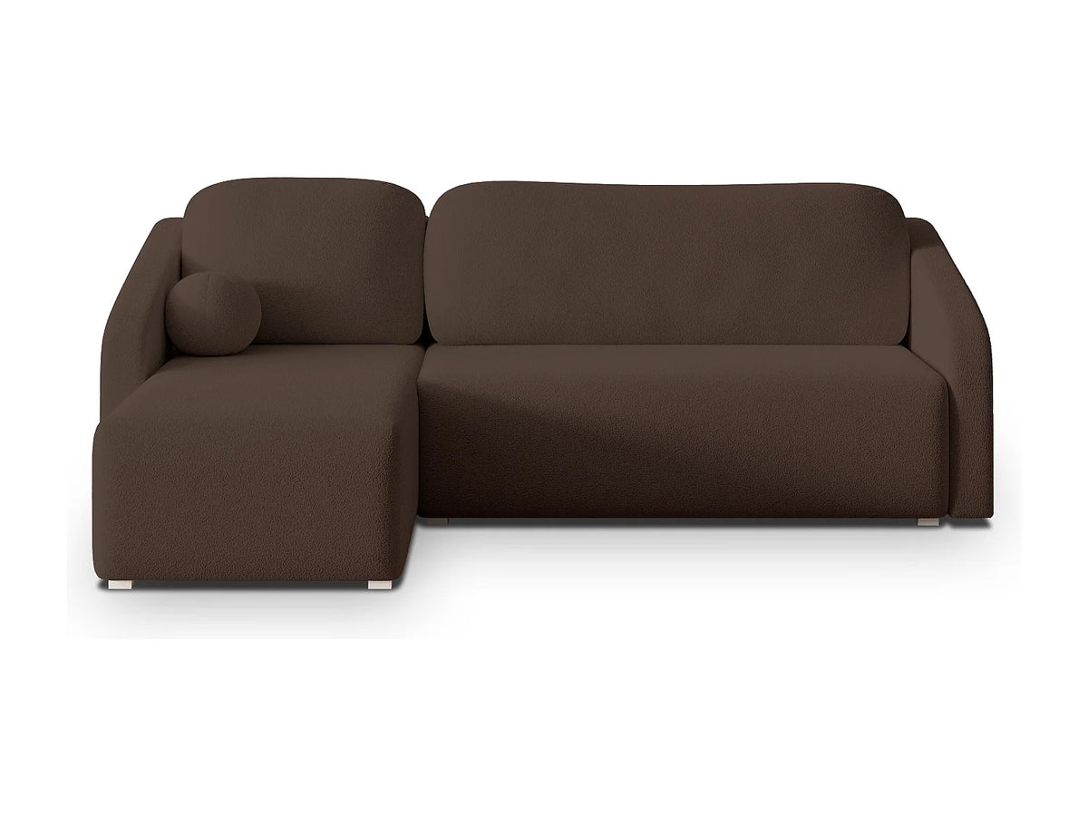 Canapé Panoramique d'Angle Convertible en Tissu Marron 3 Places - MARELLO