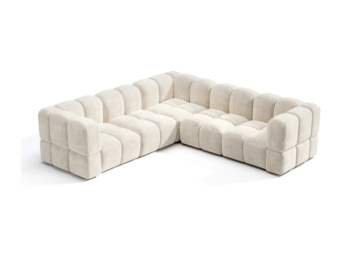 Canapé Panoramique d'Angle XXL Modulable en Velours Crème 8 Places - NUBI