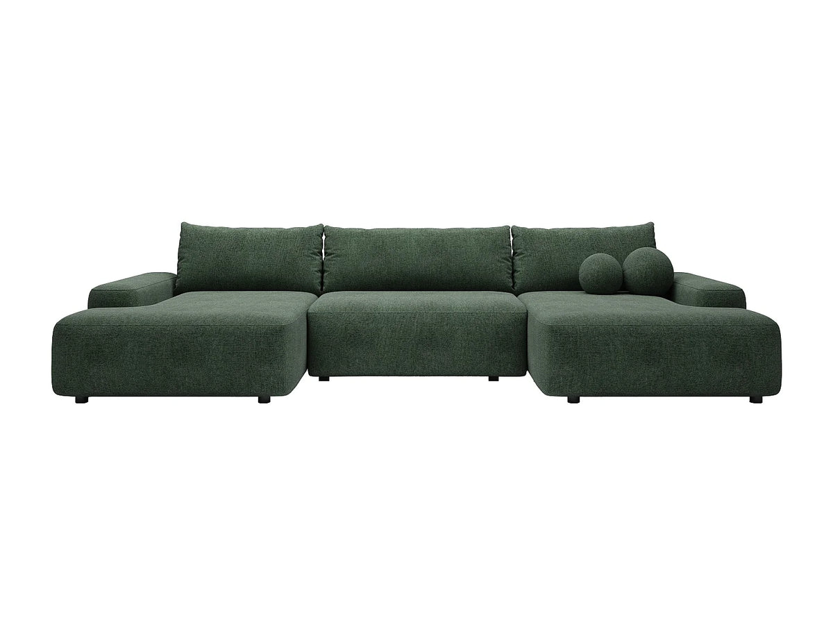 Canapé Panoramique d'Angle XXL Convertible en Tissu Vert Sapin - DAVISO