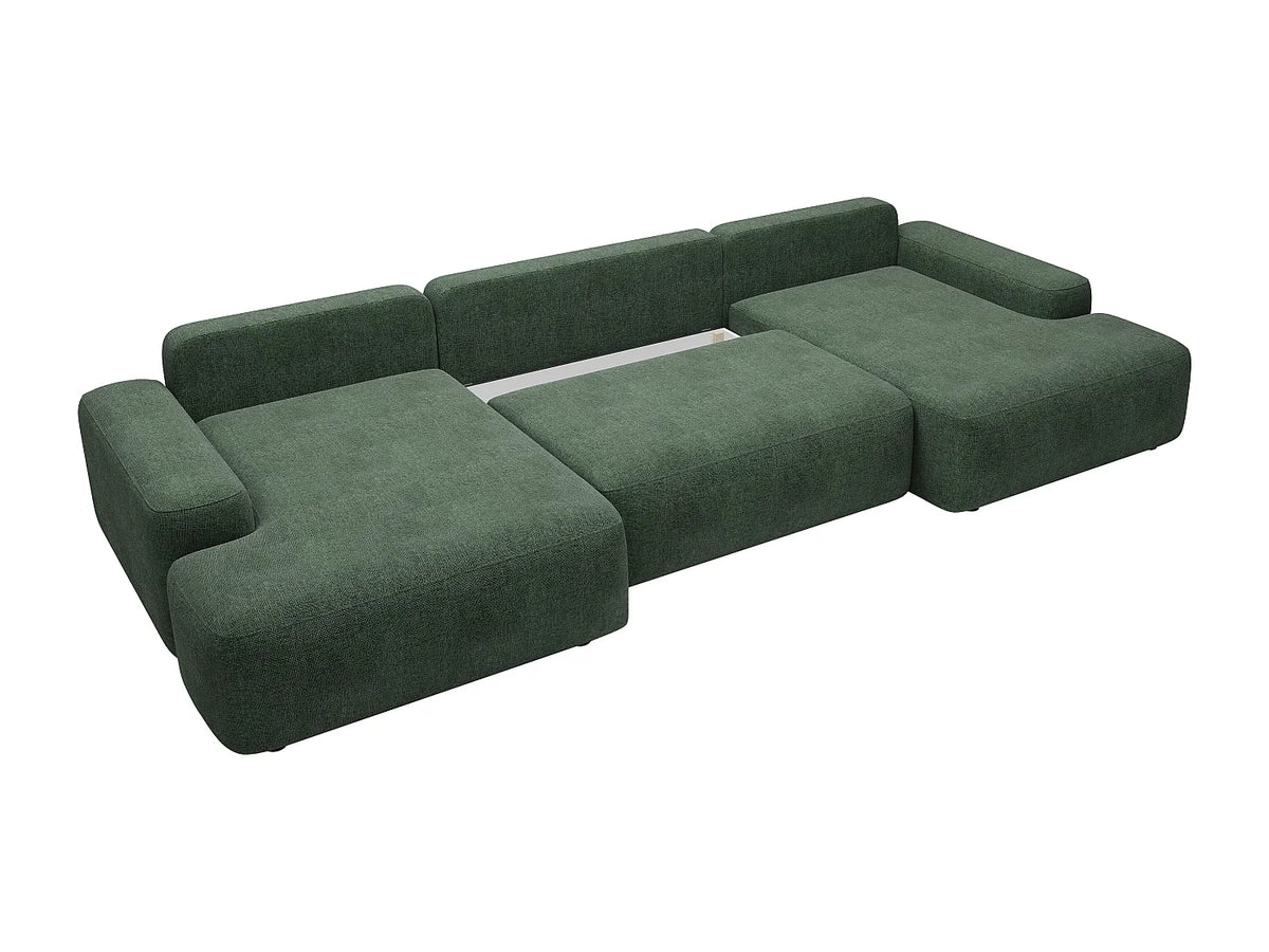 Canapé Panoramique d'Angle XXL Convertible en Tissu Vert Sapin - DAVISO