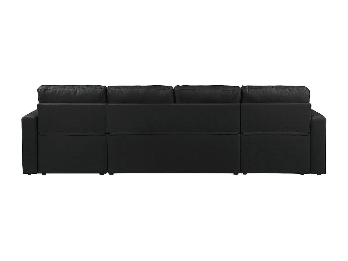 Canapé Panoramique d'Angle Convertible en Velours Noir 4 Places - ALAIN
