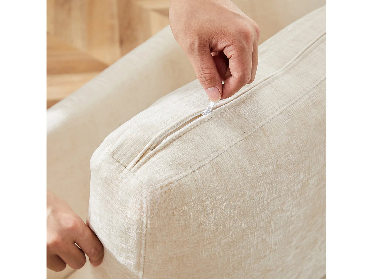 Canapé Panoramique d'Angle en Chenille Beige 3 Places - WISHDOR