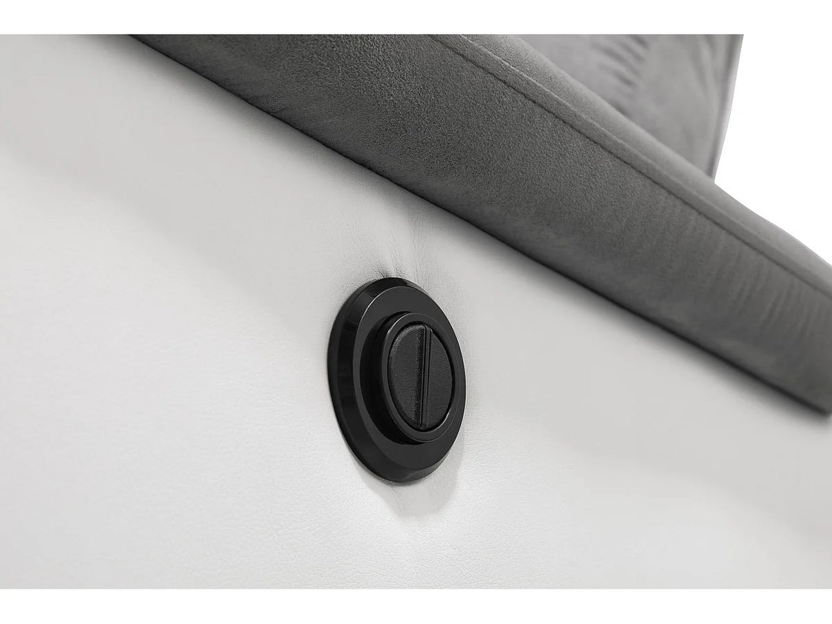 Canapé Panoramique d'Angle en Microfibre Gris / Blanc 6 Places - OSCAR