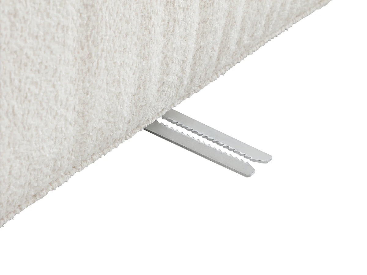 Canapé Panoramique d'Angle XXL Modulable en Bouclette Blanc cassé - LELACO