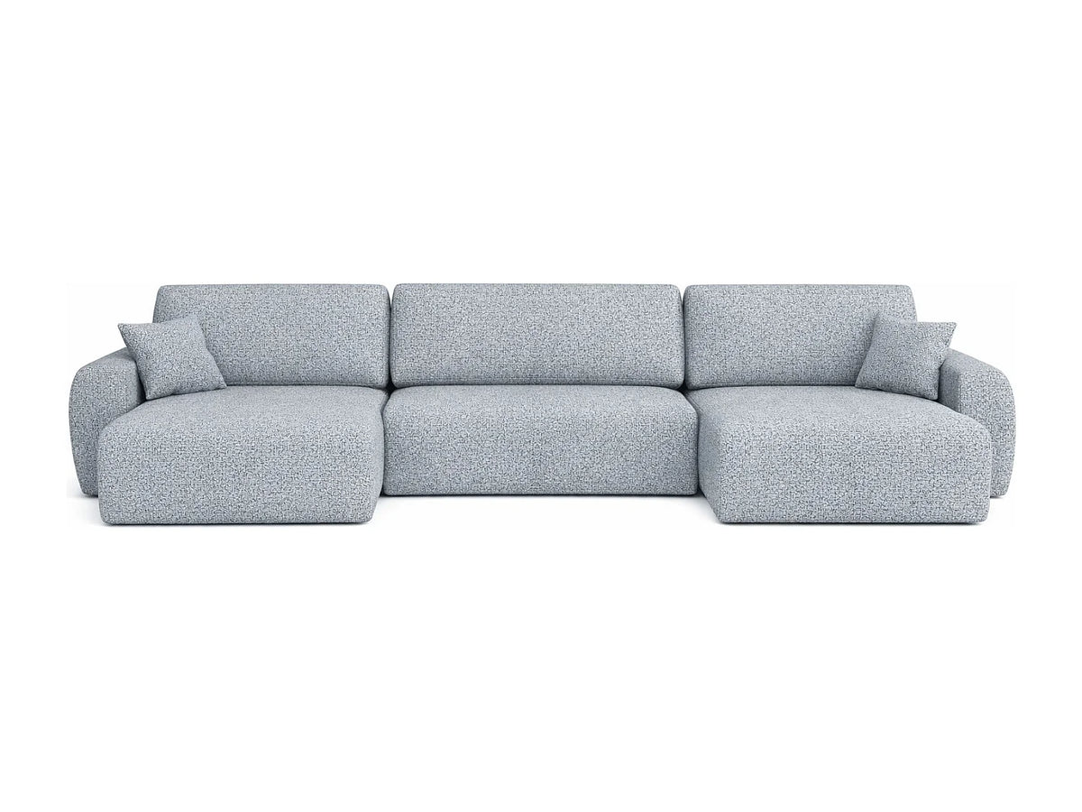 Canapé Panoramique d'Angle XXL Convertible en Chenille Gris clair 6 Places - ARIEL