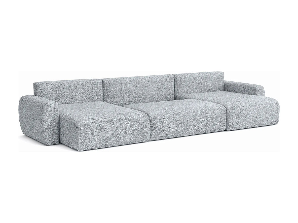 Canapé Panoramique d'Angle XXL Convertible en Chenille Gris clair 6 Places - ARIEL
