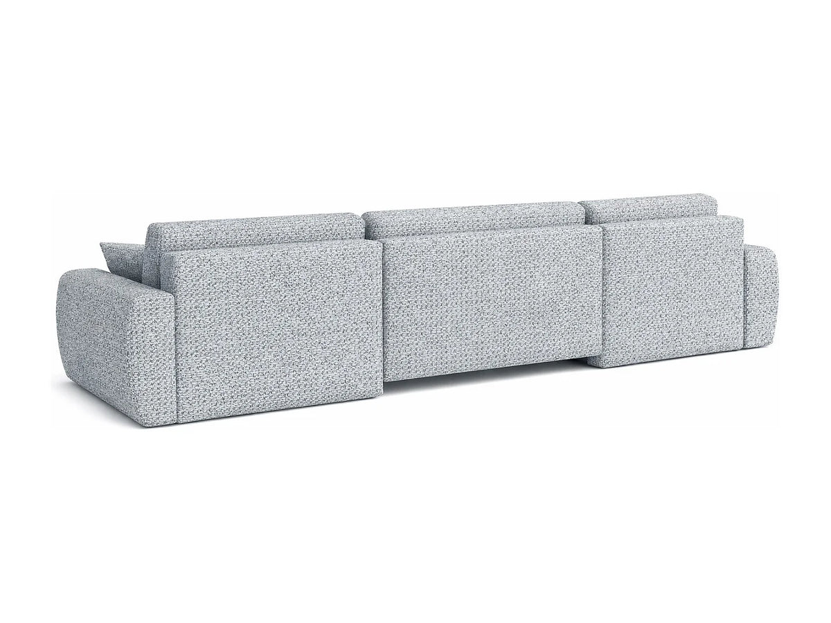 Canapé Panoramique d'Angle XXL Convertible en Chenille Gris clair 6 Places - ARIEL