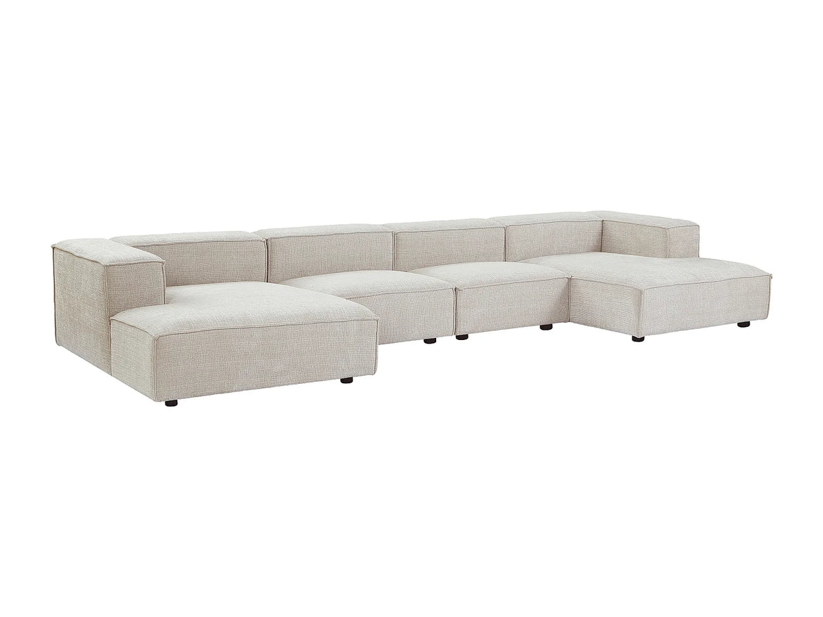 Canapé Panoramique d'Angle XXL Modulable en Chenille Beige - RUZOLO