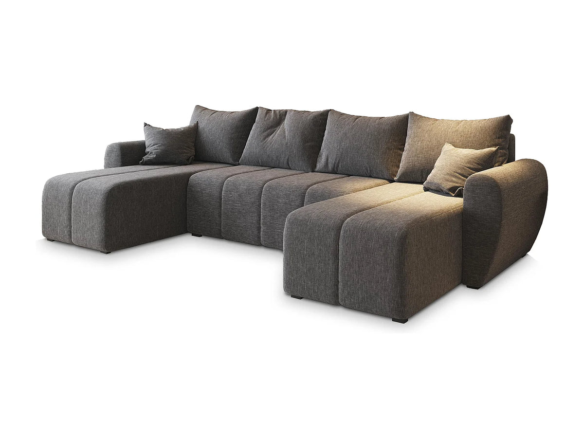 Canapé Panoramique d'Angle Convertible en Tissu Gris clair 4 Places - MADISON