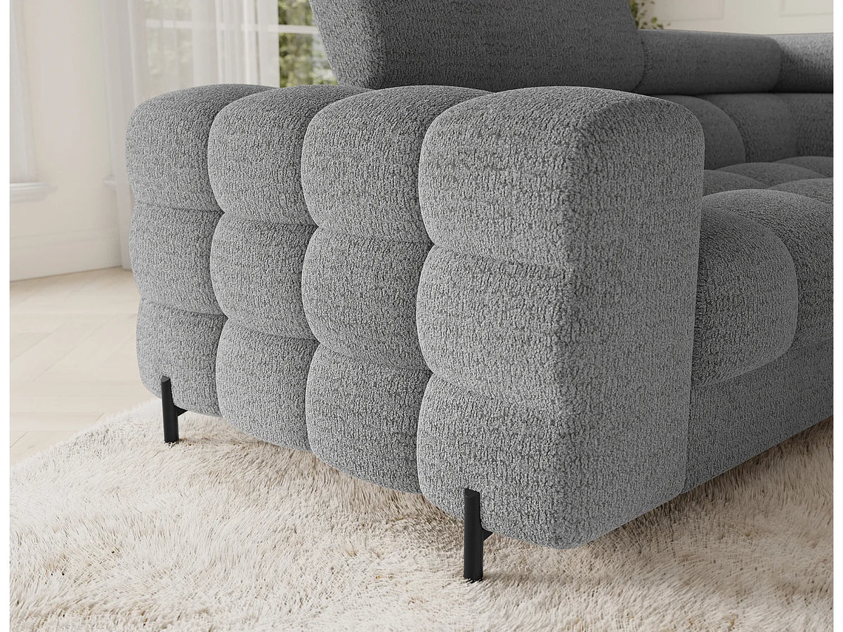 Canapé Panoramique d'Angle Convertible avec Coffre en Tissu Gris 5 Places - KARBON