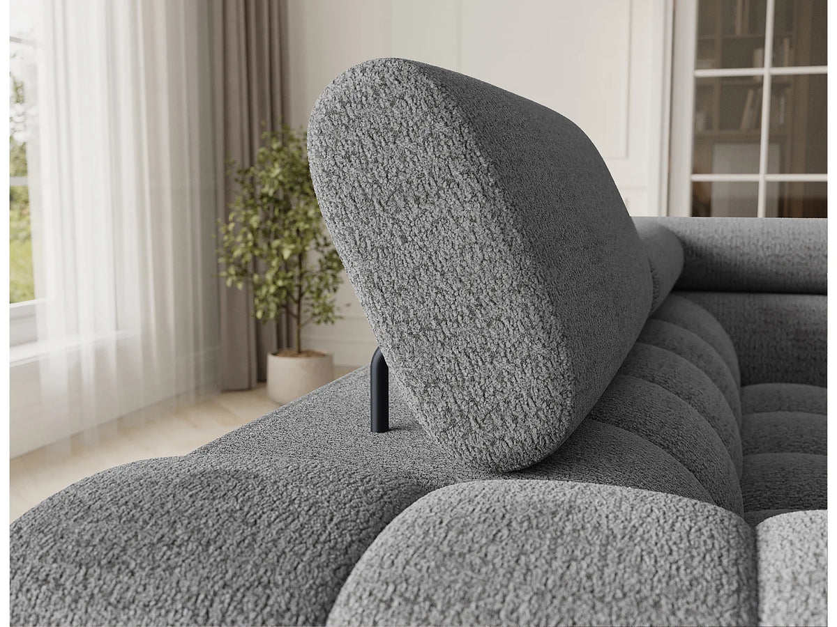Canapé Panoramique d'Angle Convertible avec Coffre en Tissu Gris 5 Places - KARBON