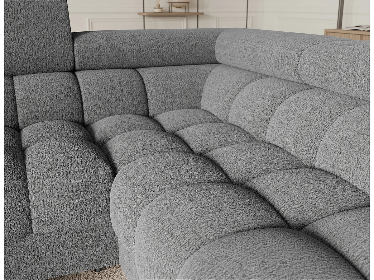 Canapé Panoramique d'Angle Convertible avec Coffre en Tissu Gris 5 Places - KARBON