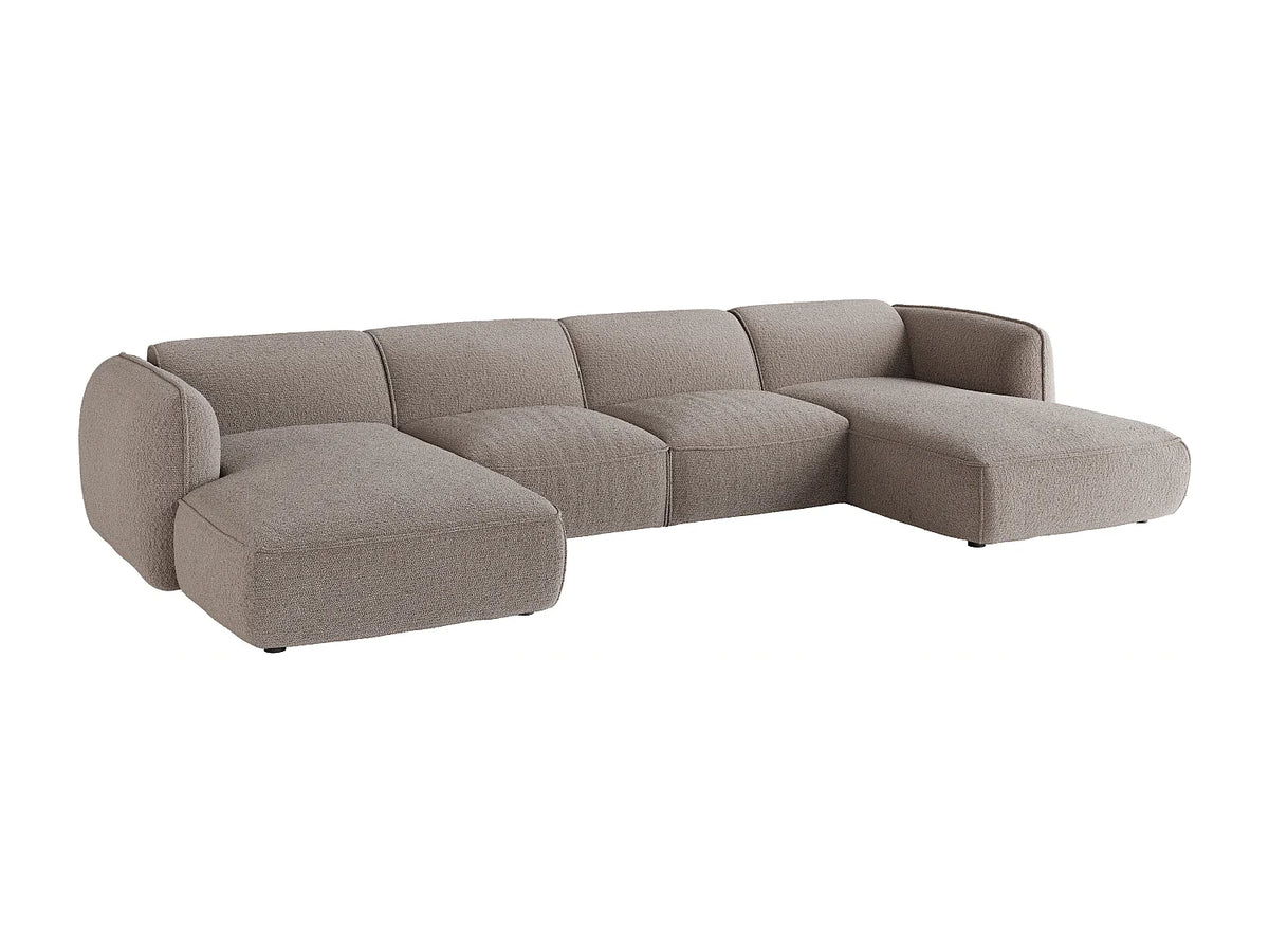 Canapé Panoramique d'Angle XXL Modulable en Chenille Taupe - CAMILIO