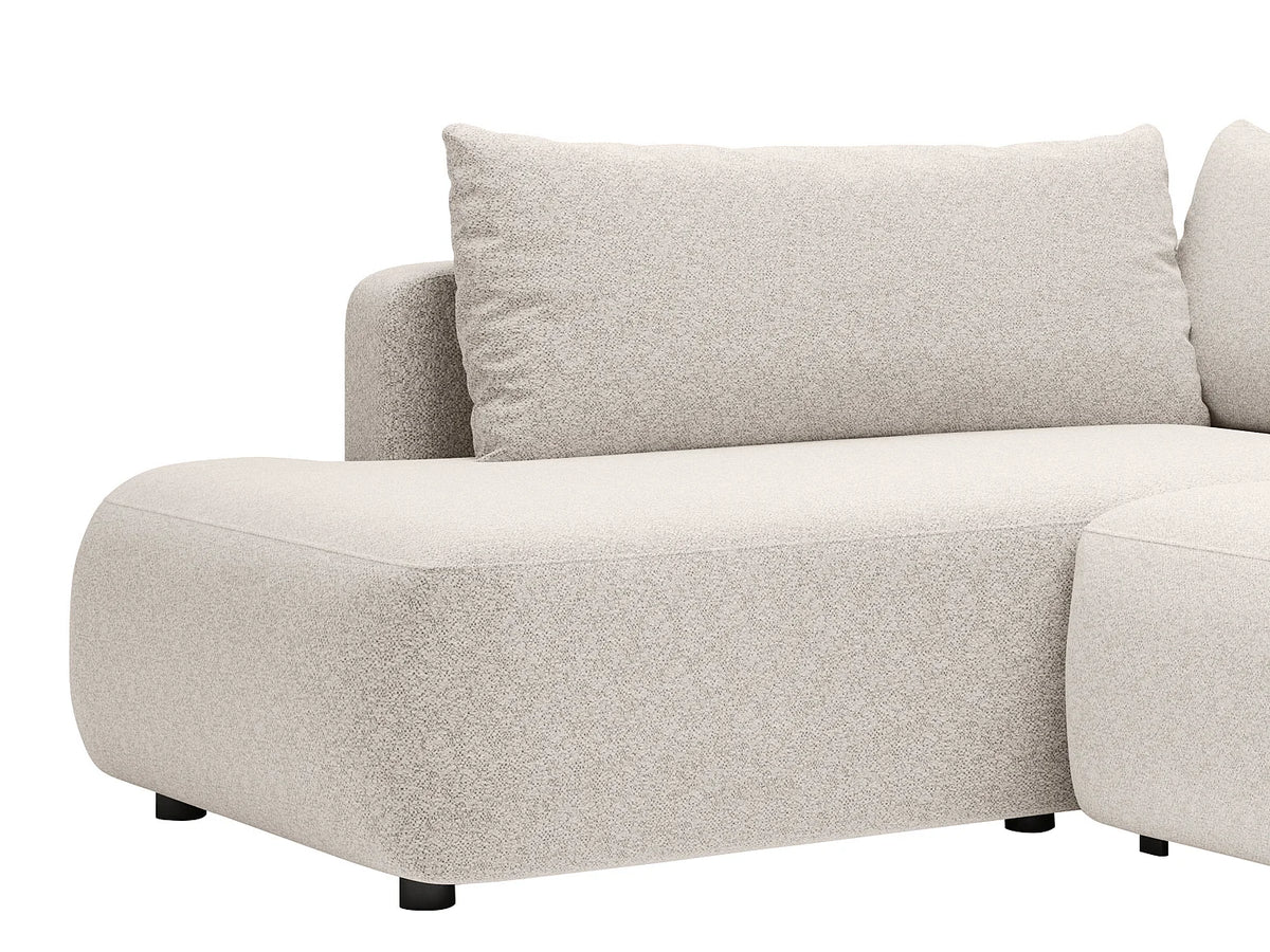 Canapé Panoramique d'Angle Droit XXL Convertible en Tissu Crème - DAVISO