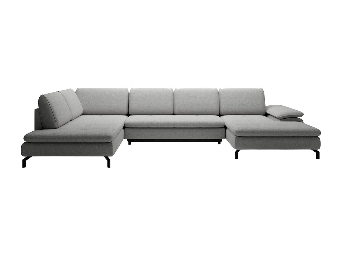 Canapé Panoramique d'Angle Droit Convertible en Tissu Gris - ARCHIBALD