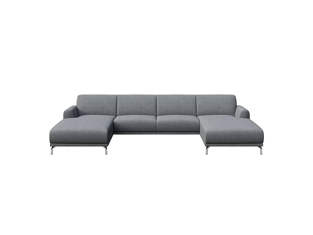 Canapé Panoramique d'Angle en Tissu Gris 5 Places - MESONICA (Réf. 3112)