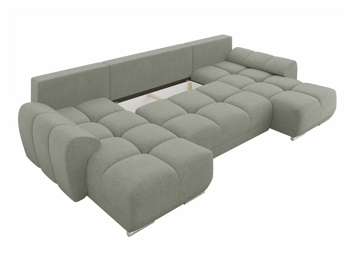 Canapé Panoramique d'Angle XXL Convertible en Tissu Blanc 3 Places - CAMDEN