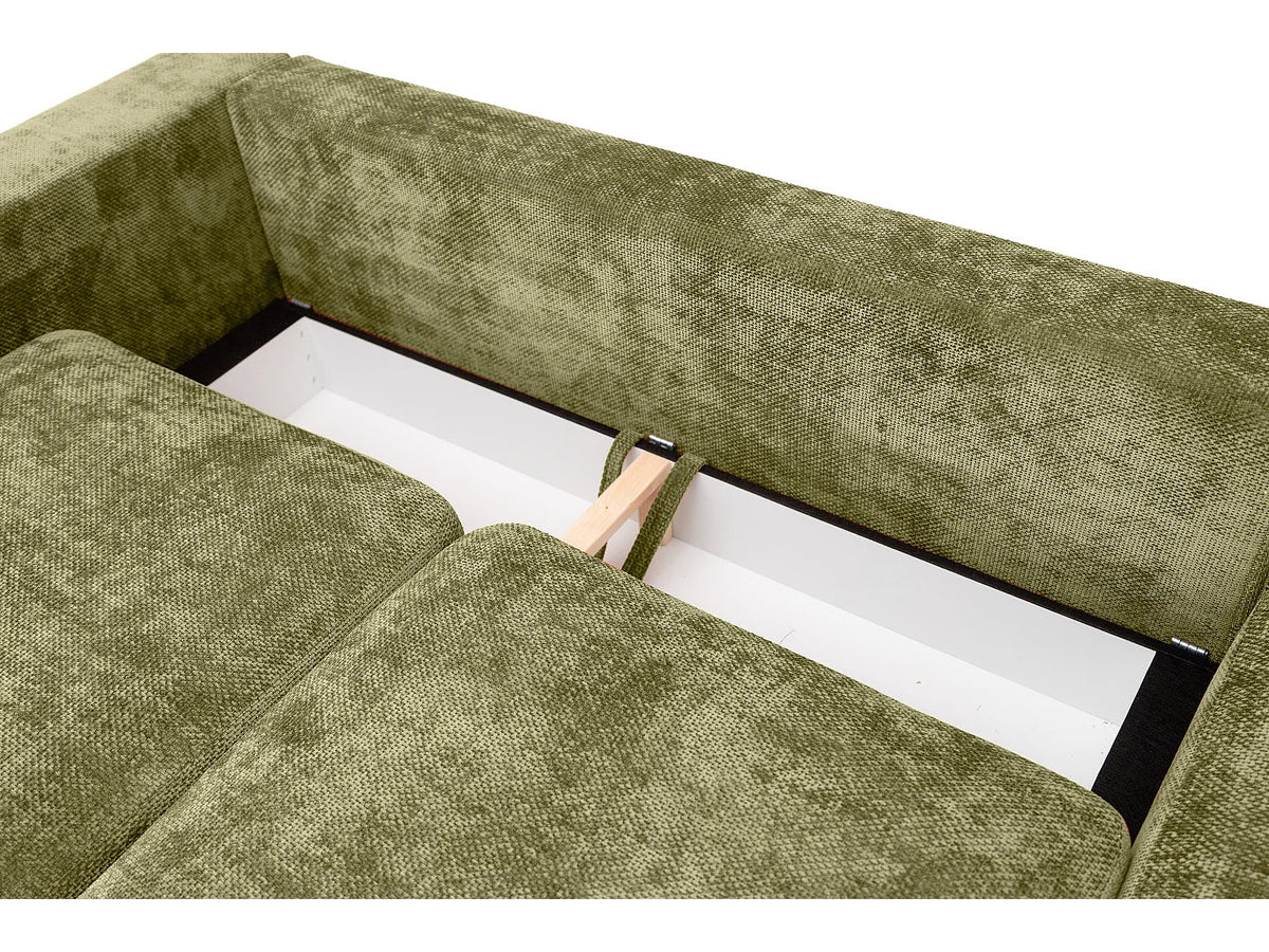 Canapé Panoramique d'Angle XXL en Tissu Vert 5 Places - SELLO