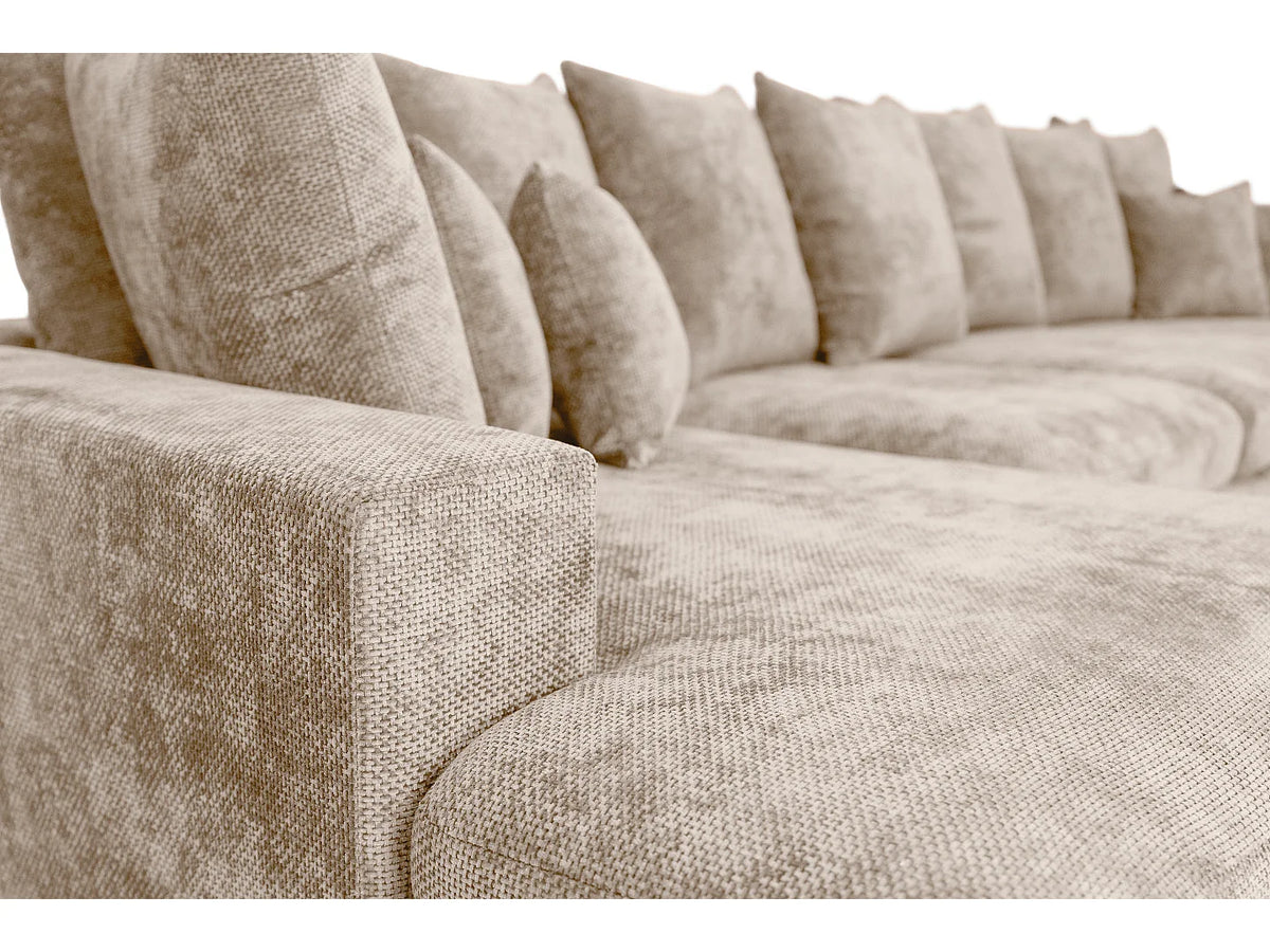 Canapé Panoramique d'Angle XXL en Tissu Beige 5 Places - SELLO