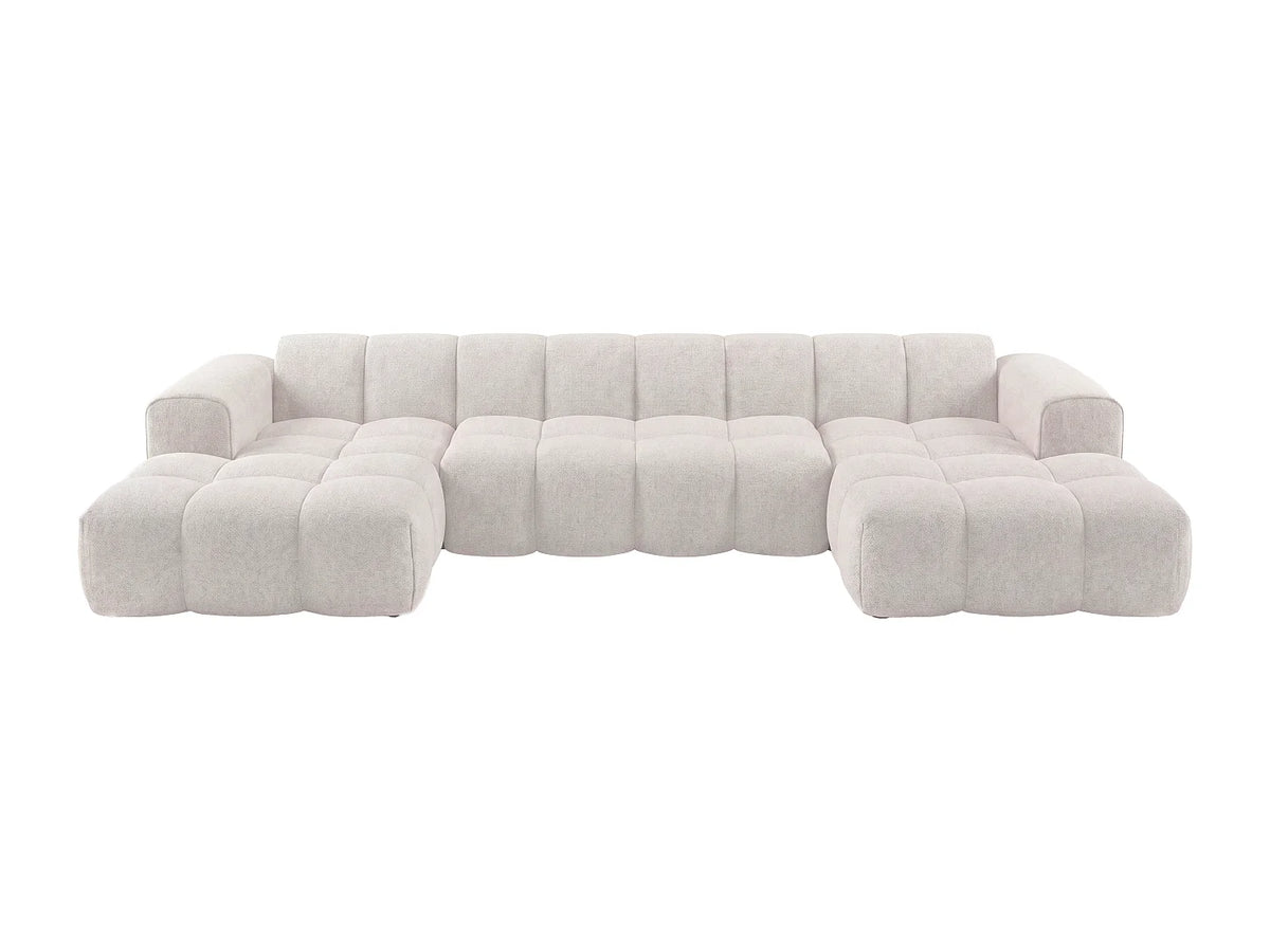 Canapé Panoramique d'Angle XXL en Chenille Beige - CALESO