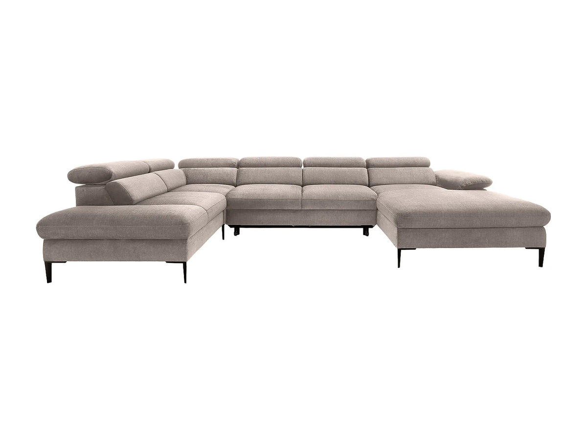 Canapé Panoramique d'Angle Droit XXL Convertible en Velours Taupe - SEPINA