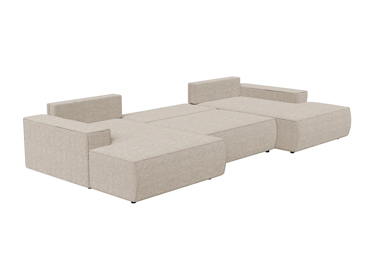 Canapé Panoramique d'Angle XXL Convertible en Tissu Beige - AMELIA