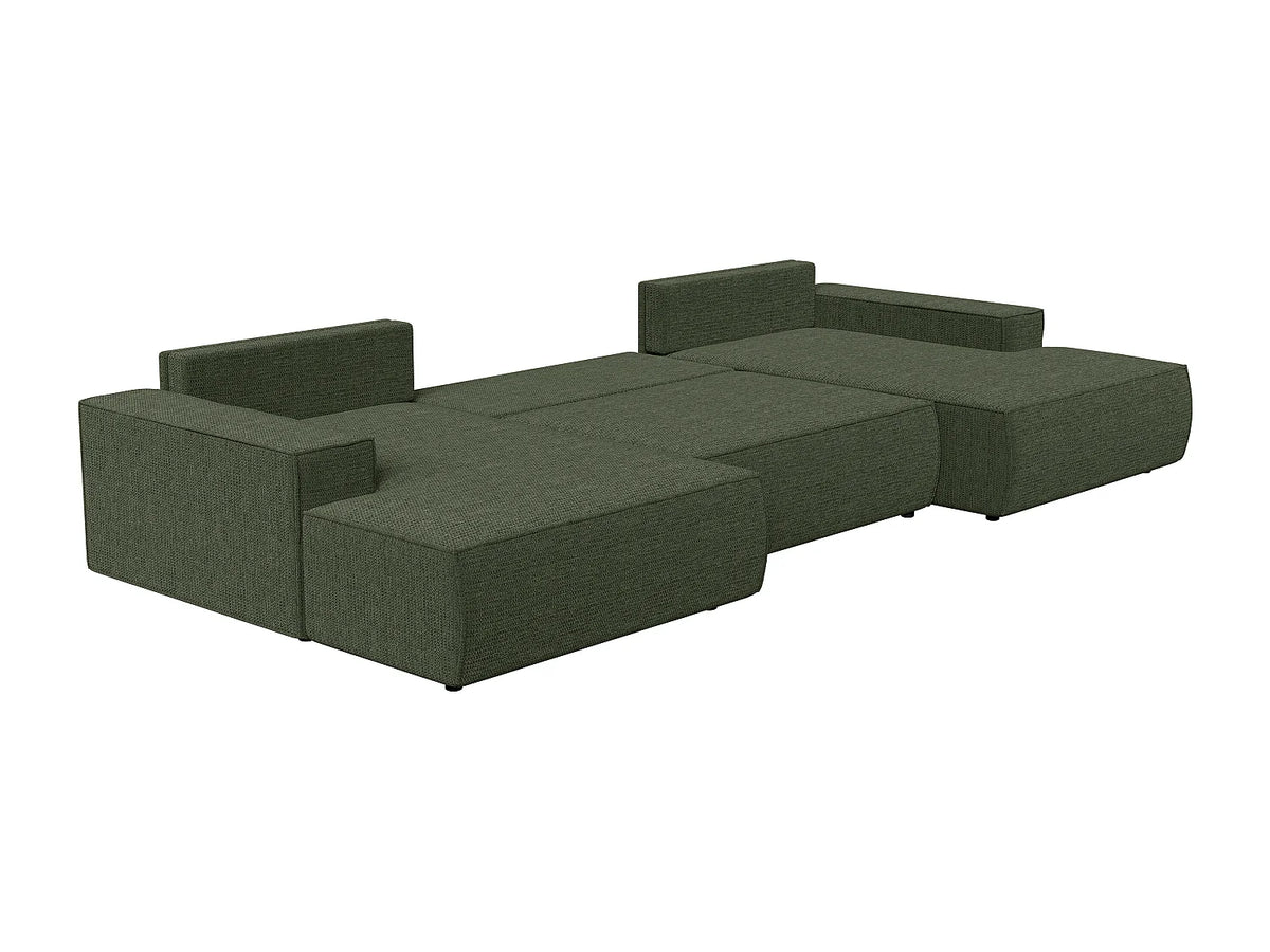Canapé Panoramique d'Angle XXL Convertible en Tissu Vert - AMELIA