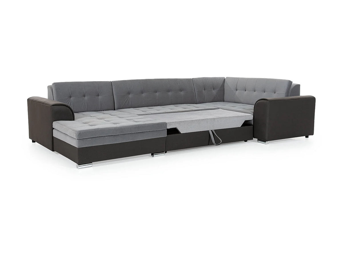 Canapé Panoramique d'Angle Convertible en Tissu Multicolore 5 Places - DIANA