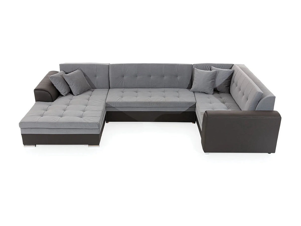 Canapé Panoramique d'Angle Convertible en Tissu Multicolore 5 Places - DIANA