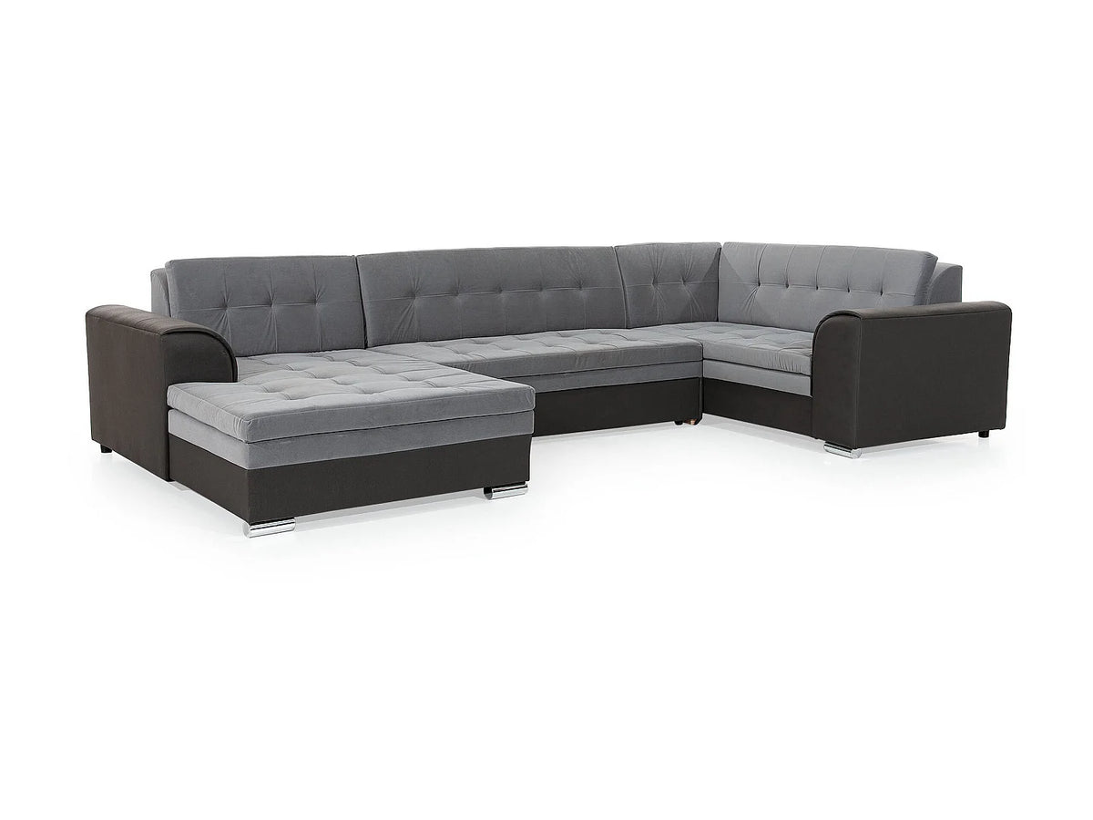 Canapé Panoramique d'Angle Convertible en Tissu Multicolore 5 Places - DIANA