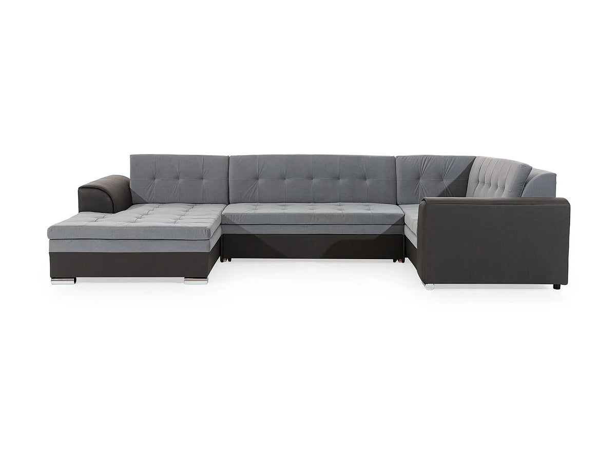 Canapé Panoramique d'Angle Convertible en Tissu Multicolore 5 Places - DIANA