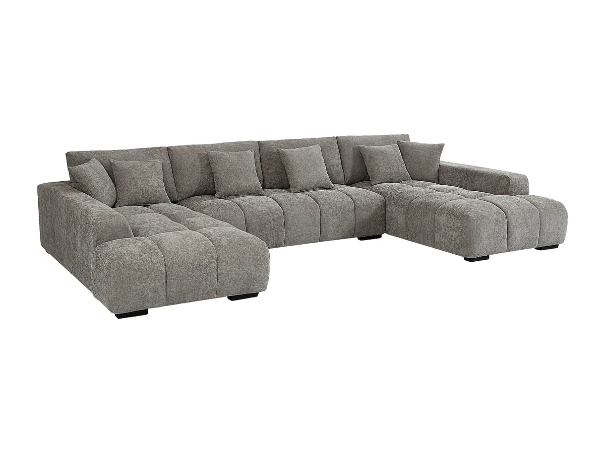 Canapé Panoramique d'Angle XXL en Tissu Gris - BERENIA