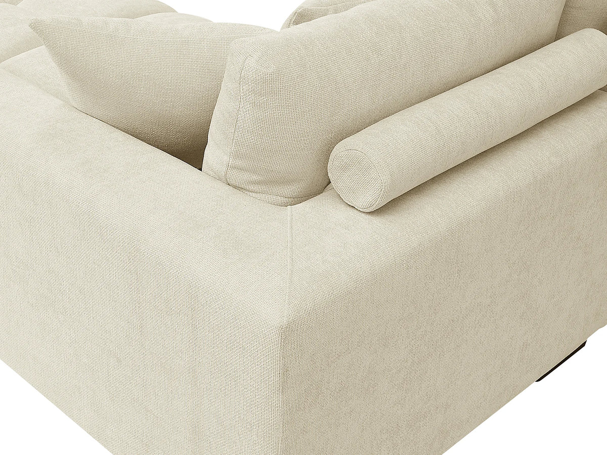 Canapé Panoramique d'Angle XXL en Tissu Beige - BERENIA