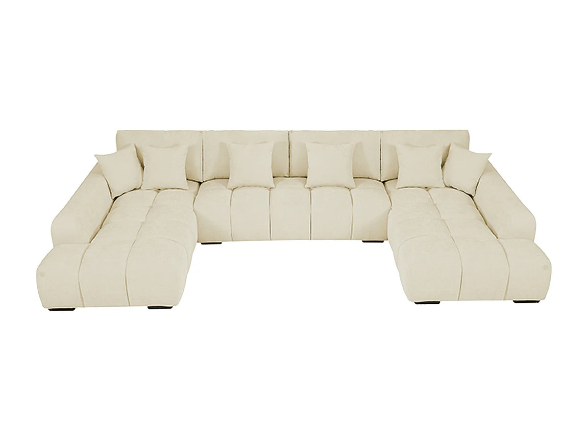 Canapé Panoramique d'Angle XXL en Tissu Beige - BERENIA