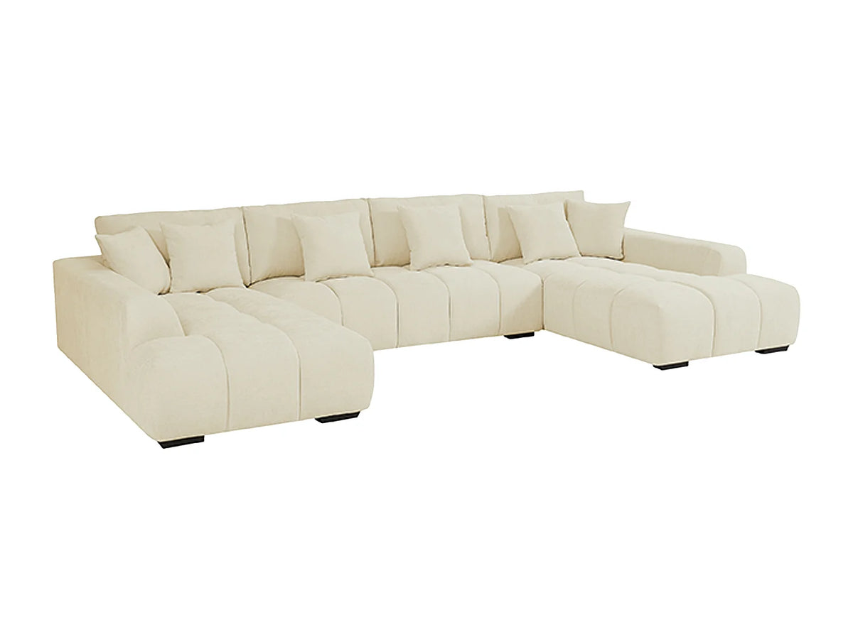 Canapé Panoramique d'Angle XXL en Tissu Beige - BERENIA