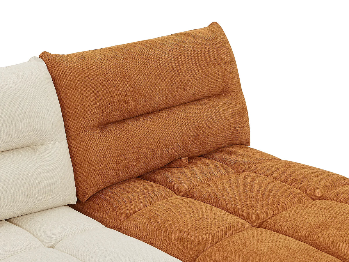 Canapé Panoramique d'Angle Modulable en Tissu Terracotta / Beige - APOLIU