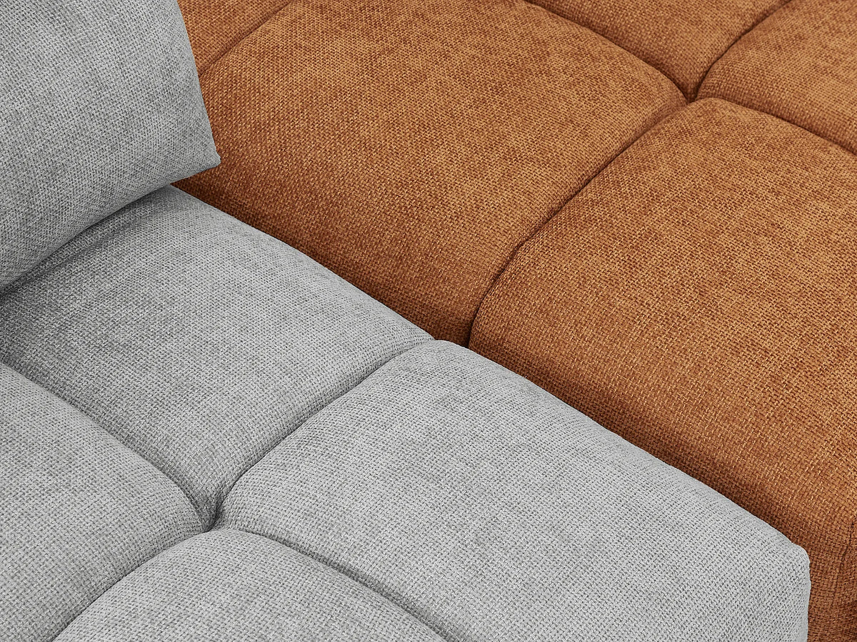 Canapé Panoramique d'Angle Modulable en Tissu Gris clair / Terracotta - APOLIU