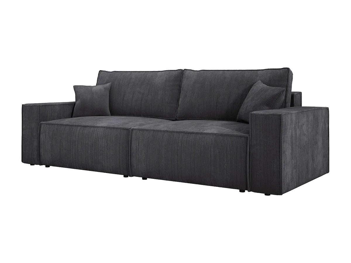 Canapé Panoramique d'Angle Convertible en Tissu Gris anthracite 3 Places - KASJO