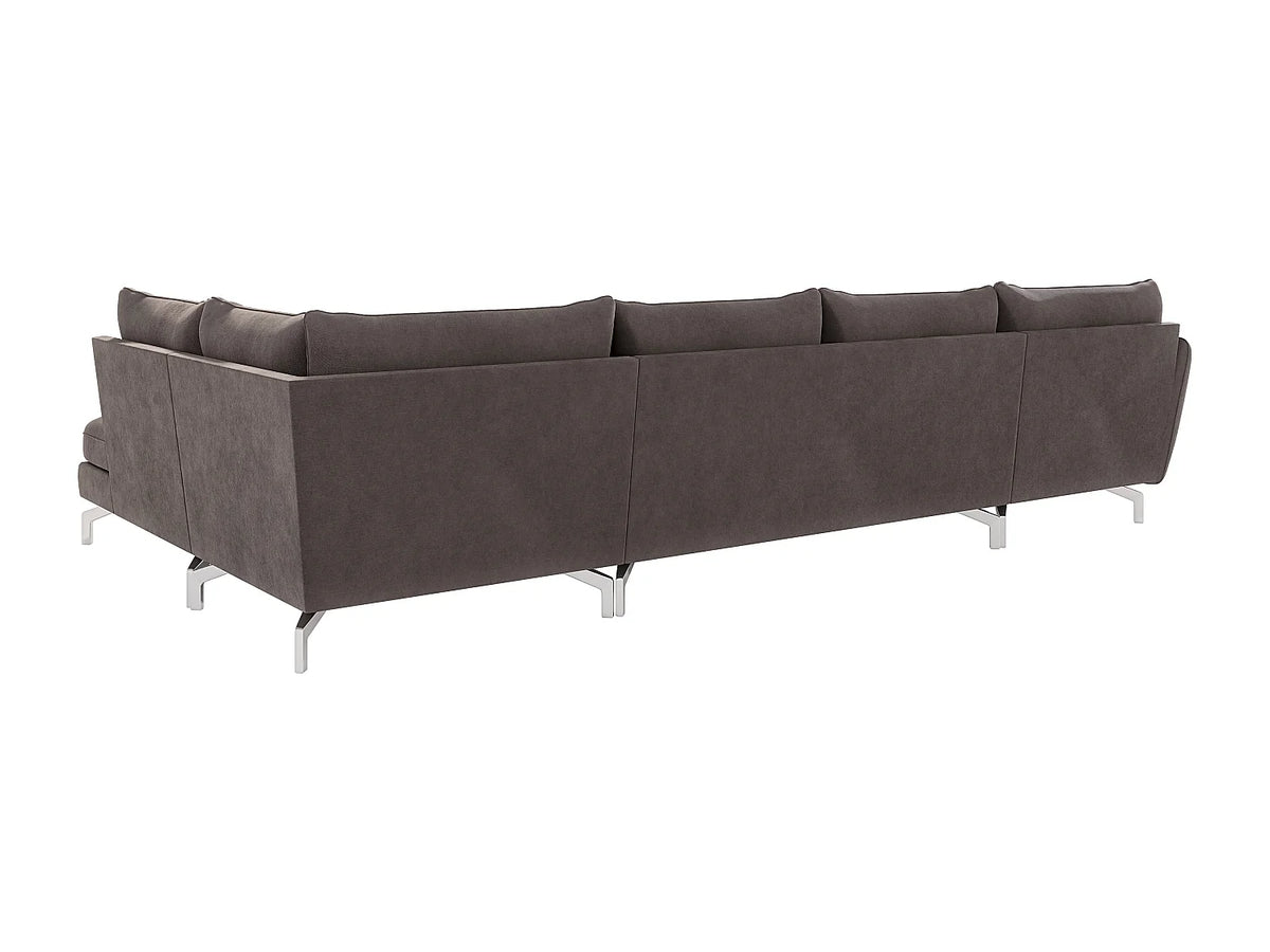 Canapé Panoramique d'Angle en Microfibre Marron 7 Places - ZOE