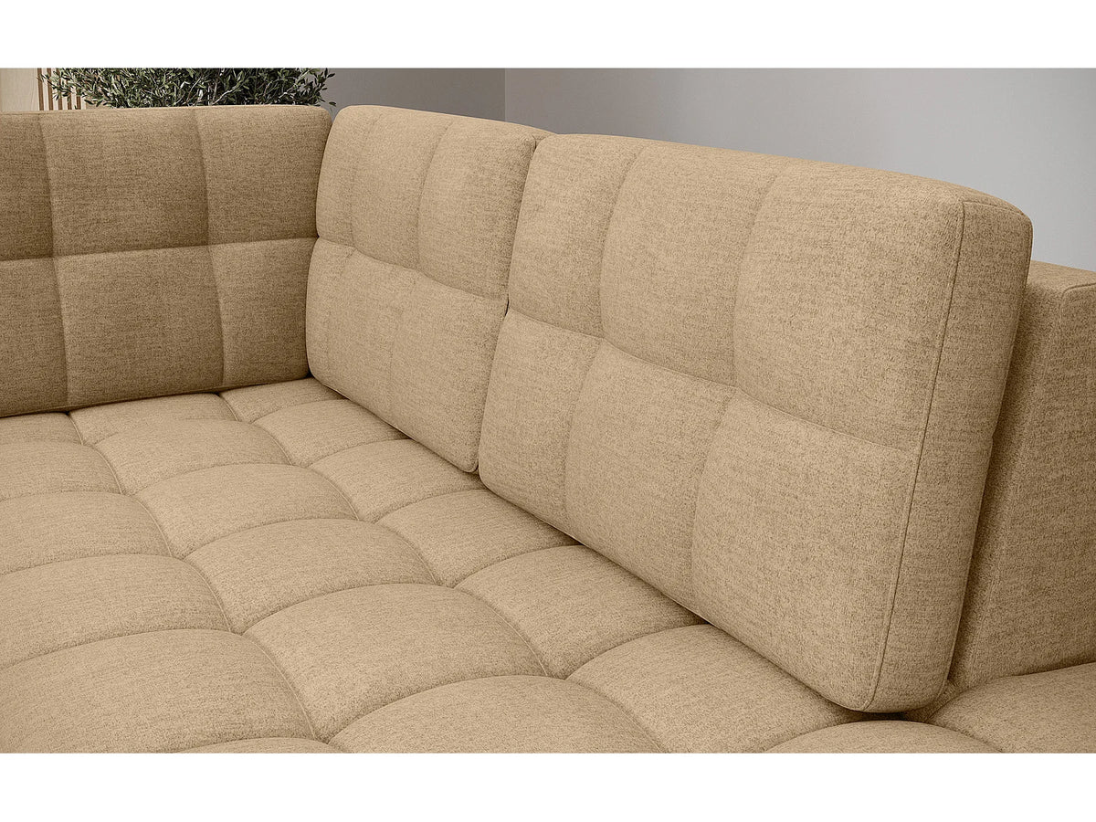 Canapé Panoramique d'Angle Convertible avec Coffre en Velours Beige 5 Places - ARIANE (Réf. 9652)