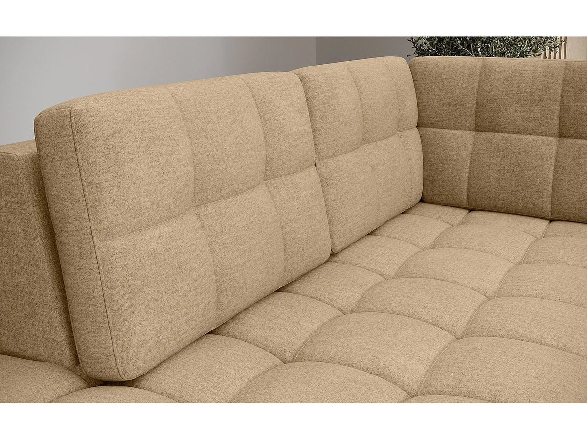 Canapé Panoramique d'Angle Convertible avec Coffre en Velours Beige 5 Places - ARIANE (Réf. 9654)
